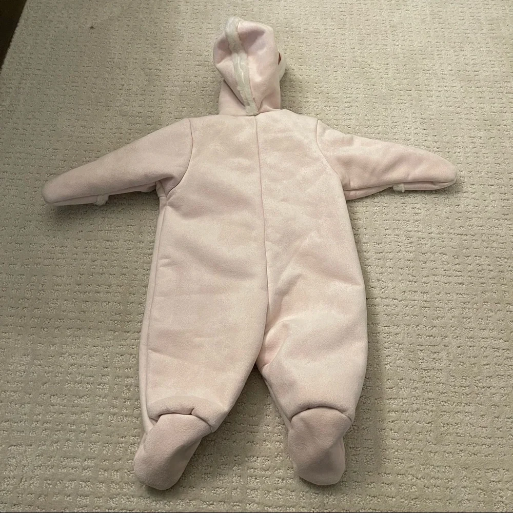 Snow suit baby 0-3 months sueded fabric pink bears‎